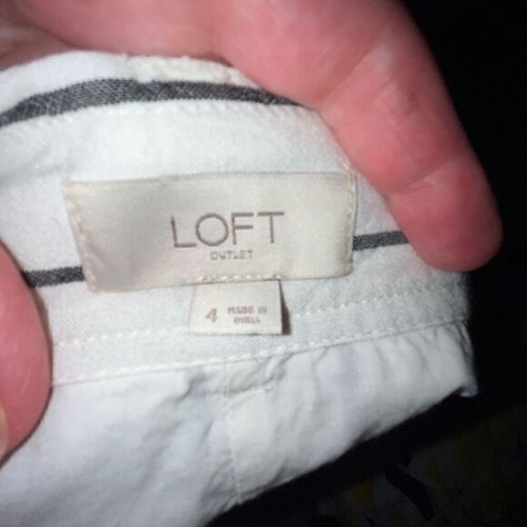 Loft Outlet gray & white striped button soft skirt 4 - Picture 3 of 5